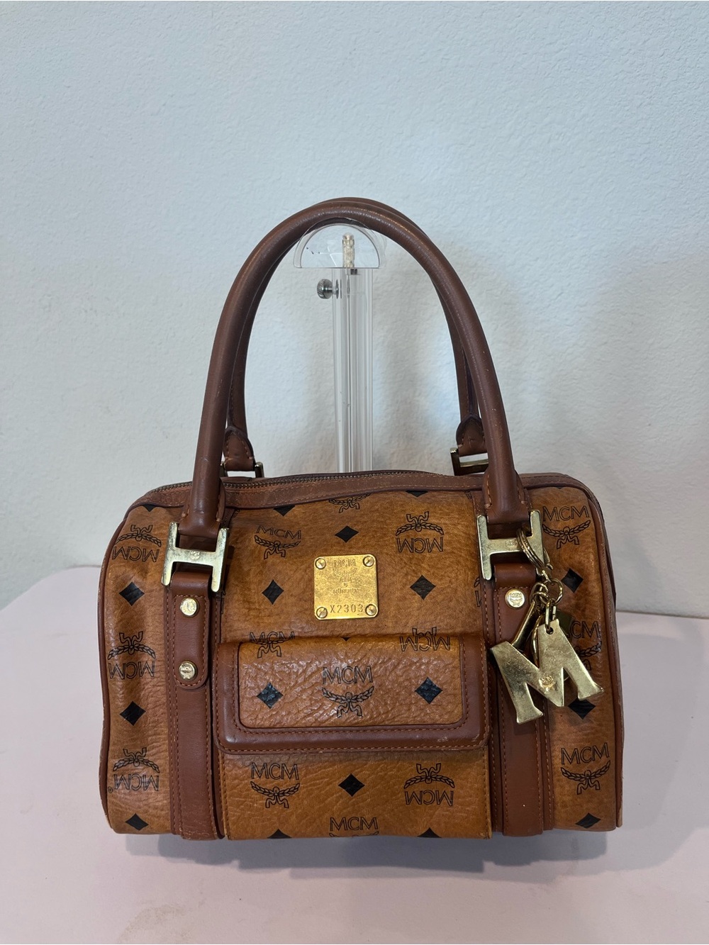 MCM CHARM BOSTON BAG.